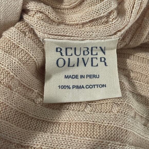 Reuben Oliver Pima Cotton Cable Knit Collared Button Down Shirt - Picture 4 of 4